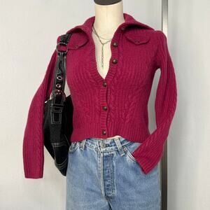 Talbots Merino Wool Cropped Sweater Top Coquette Preppy